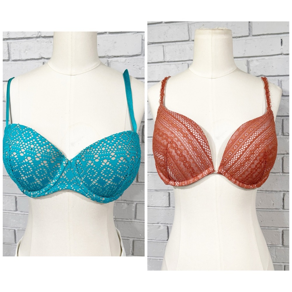 Victoria’s Secret Lace Push-Up Bra Set -‎ Teal and Rust